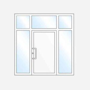 1-vleugelige deur met zijlichten en Bovenlicht